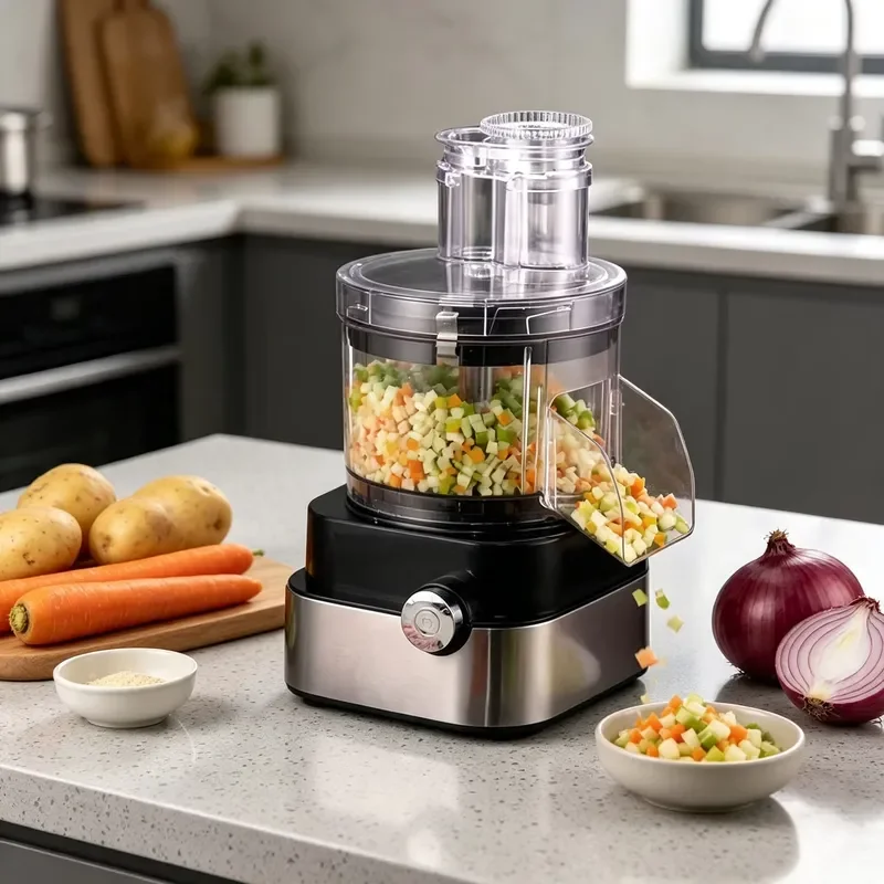 6 Piece Stainless Steel Vegetable Cutter Set Commercial Electric Food Processor PP Plastic Multifunctional Kitchen Shredder
