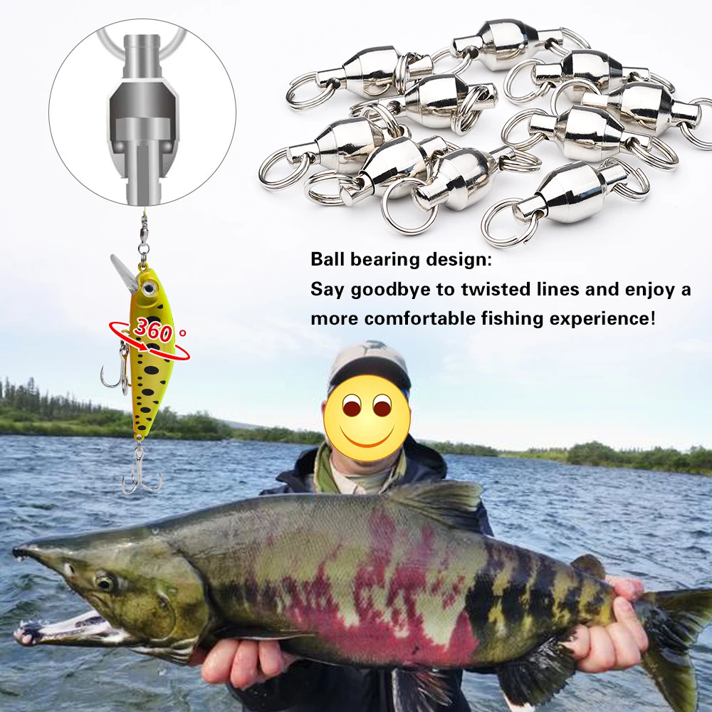 PROBEROS 50 Stück 0 # -10 # Edelstahl Heavy Duty Kugellager Wirbel Glatte Rotation Pesca Angelgerät Zubehör Großhandel – Detail 5