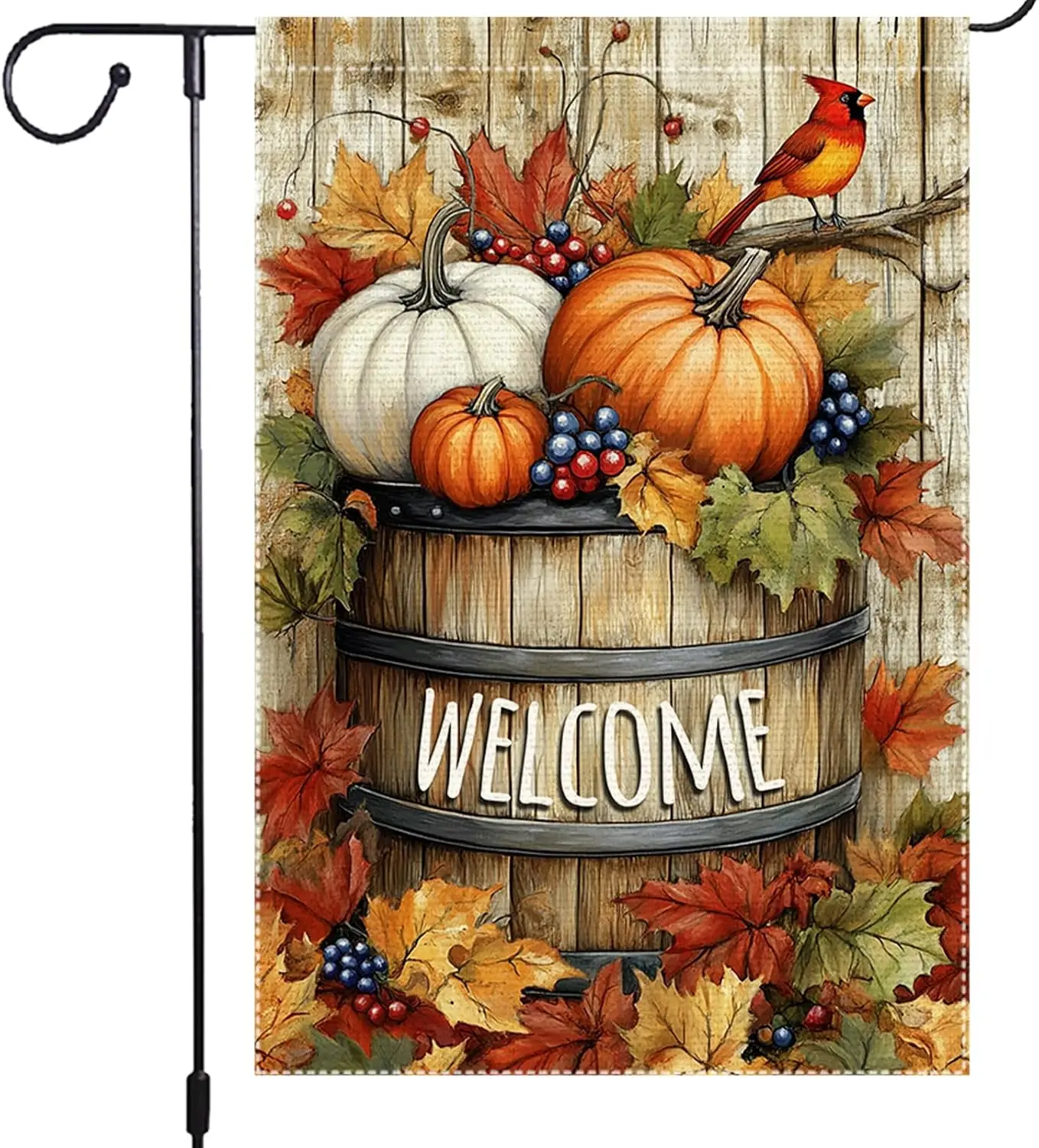 Fall Garden Flag Welcome Thanksgiving Harvest Pumpkin Garden Flags 12X18 Inch Double Sided Small Maple Leaf Yard Outdoor Aut uui
