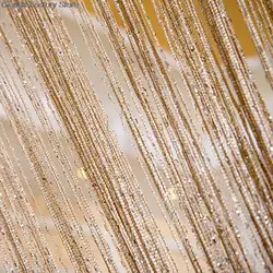 100x100CM Living Room String Curtain Shiny Tassel Silver Line Cortinas Solid Color Window Home Door Divider Curtain