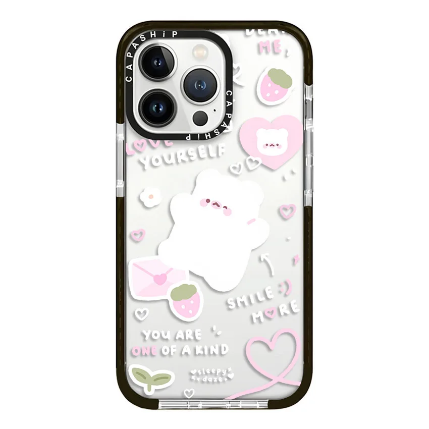 Look Up At Starry Sky Strawberry Bears Case For iPhone 15 14 13 12 11 Pro X XS XR Max 7 8 Plus SE Soft TPU Shockproof Back Cover