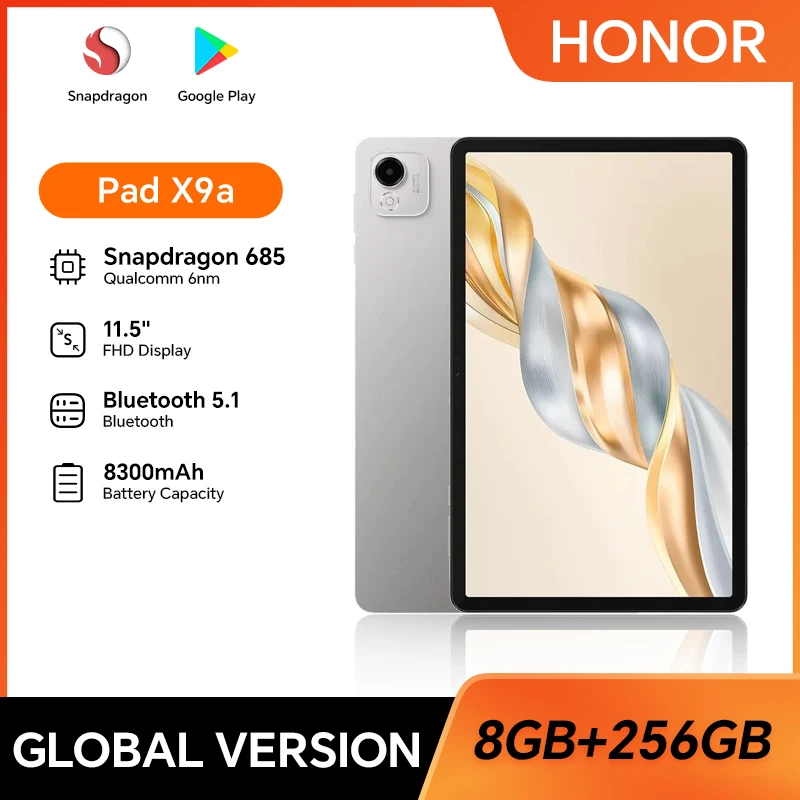 

New Global Version HONOR Pad X9a 11.5" 120Hz 2.5K LCD Fullview Display Snapdragon 685 8300mAh Large Battery Android15