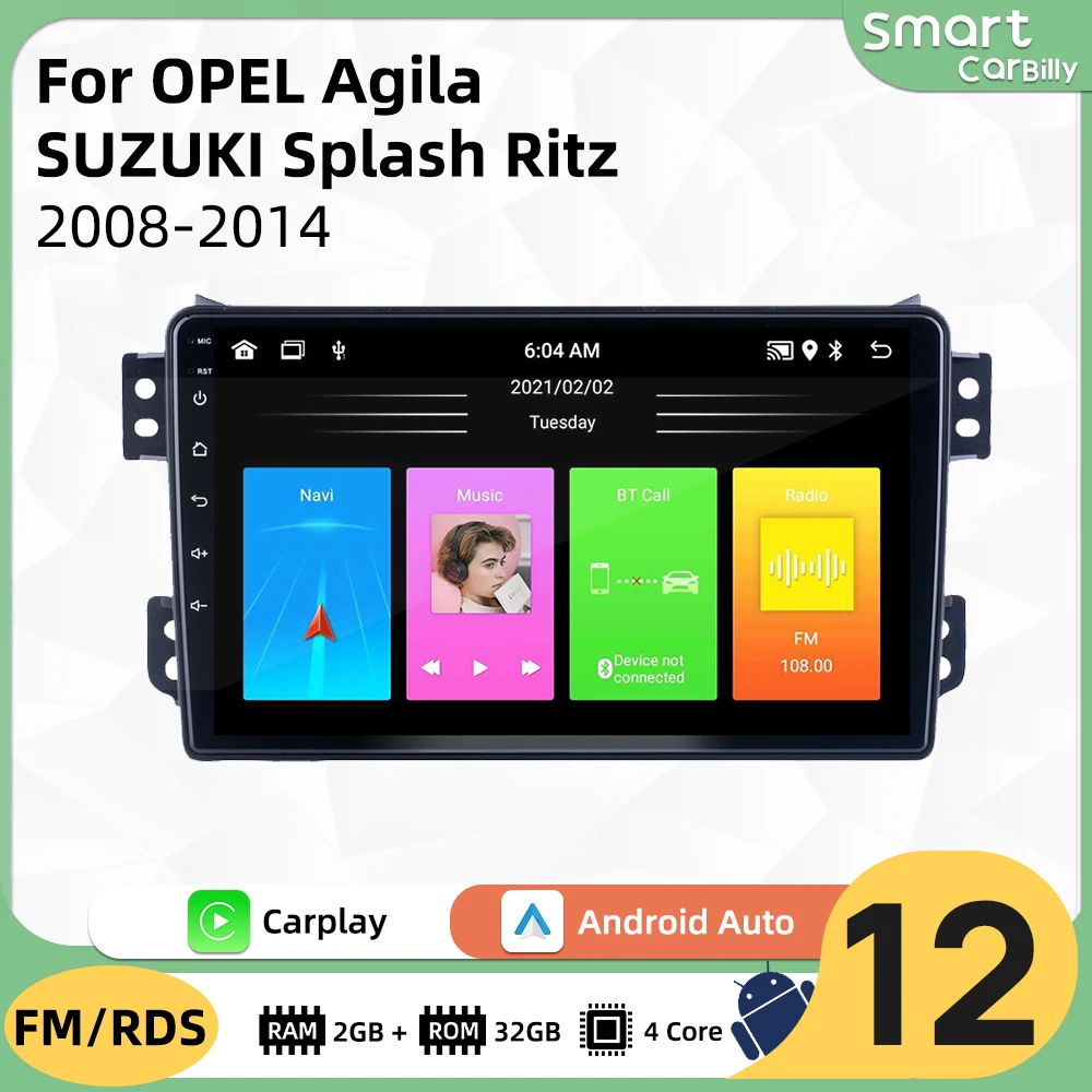 

2-диночная автомобильная стереосистема Android для SUZUKI Splash Ritz OPEL Agila 2008-2014, автомобильный радиоприемник, WIFI, GPS-навигация, мультимедийный плеер, головное устройство