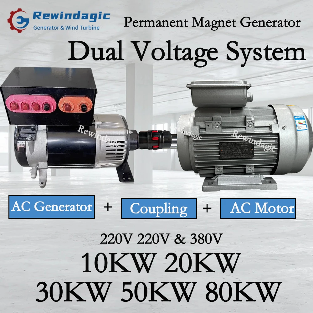 CE Factory 10000W 20KW 30KW PMG Alternative 220V 380V High RPM Permanent Magnet Generator With Dual Voltage System Dynam DIY