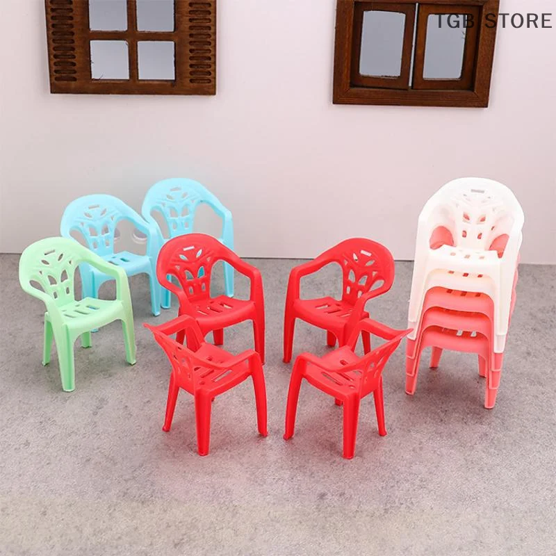 4PCS Mini 1/6 Miniatur Kunststoff Sessel Rückenlehne Stühle Puppe Möbel kinder Geschenke Puppenhaus Zubehör