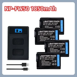 NP-FW50 4PCS 1850mAh 7.2V Battery+LED USB Dual Charger for Sony A6400 A6000 A6300 A7M2 R2 ZVE10 Camera Battery