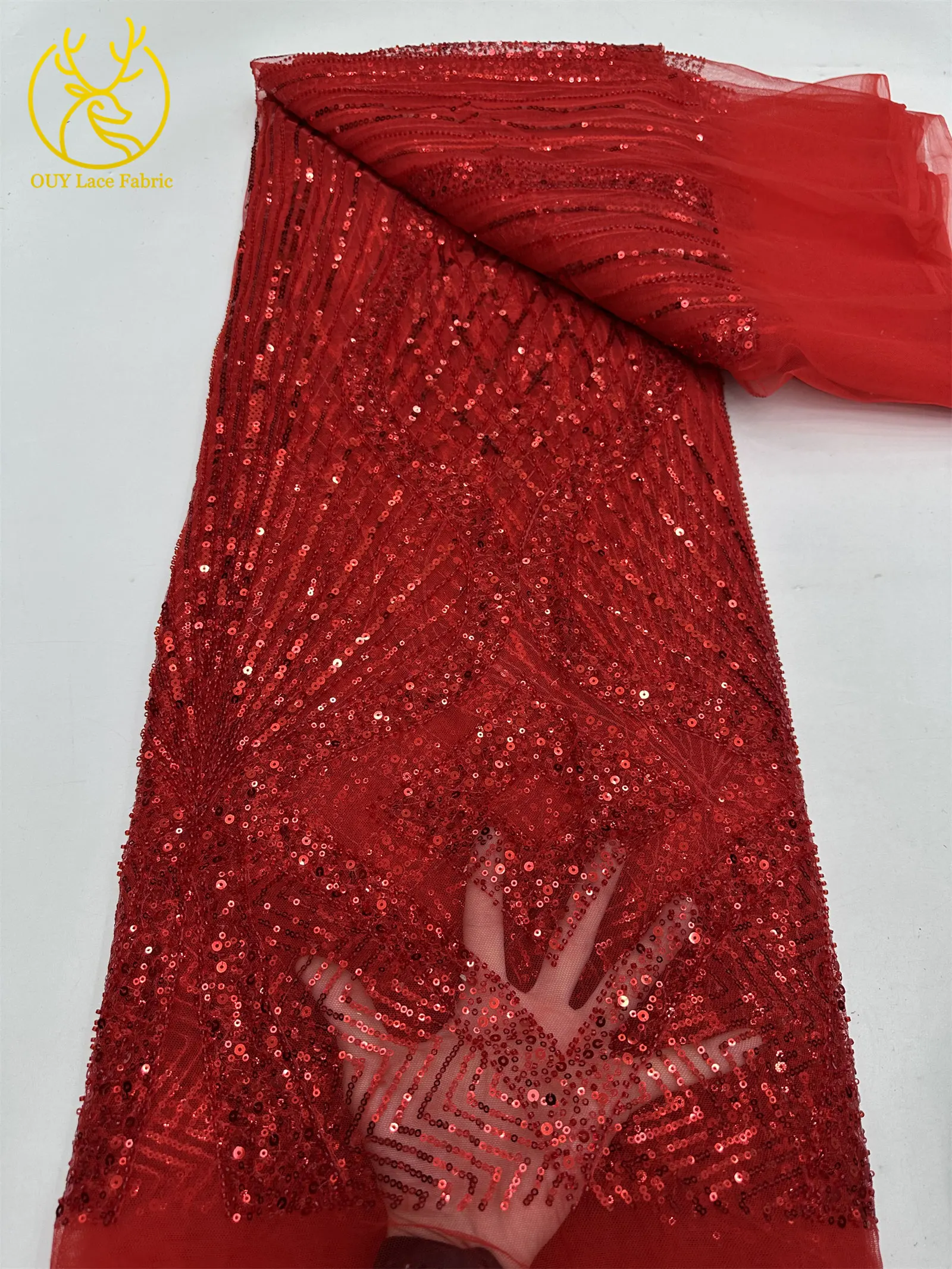 5 Yards Afrikanischer Spitzenstoff 2026 Hochwertiger Französischer Perlen-Pailletten-Spitzenstoff Nigerianischer Tüll-Spitzenstoff für Damen-Abendkleider – Detail 12