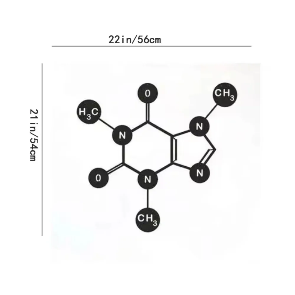Caffeine Molecule Metal Wall Art – Unique Biology & Chemistry Decor for Modern Living Room & Home Decoration