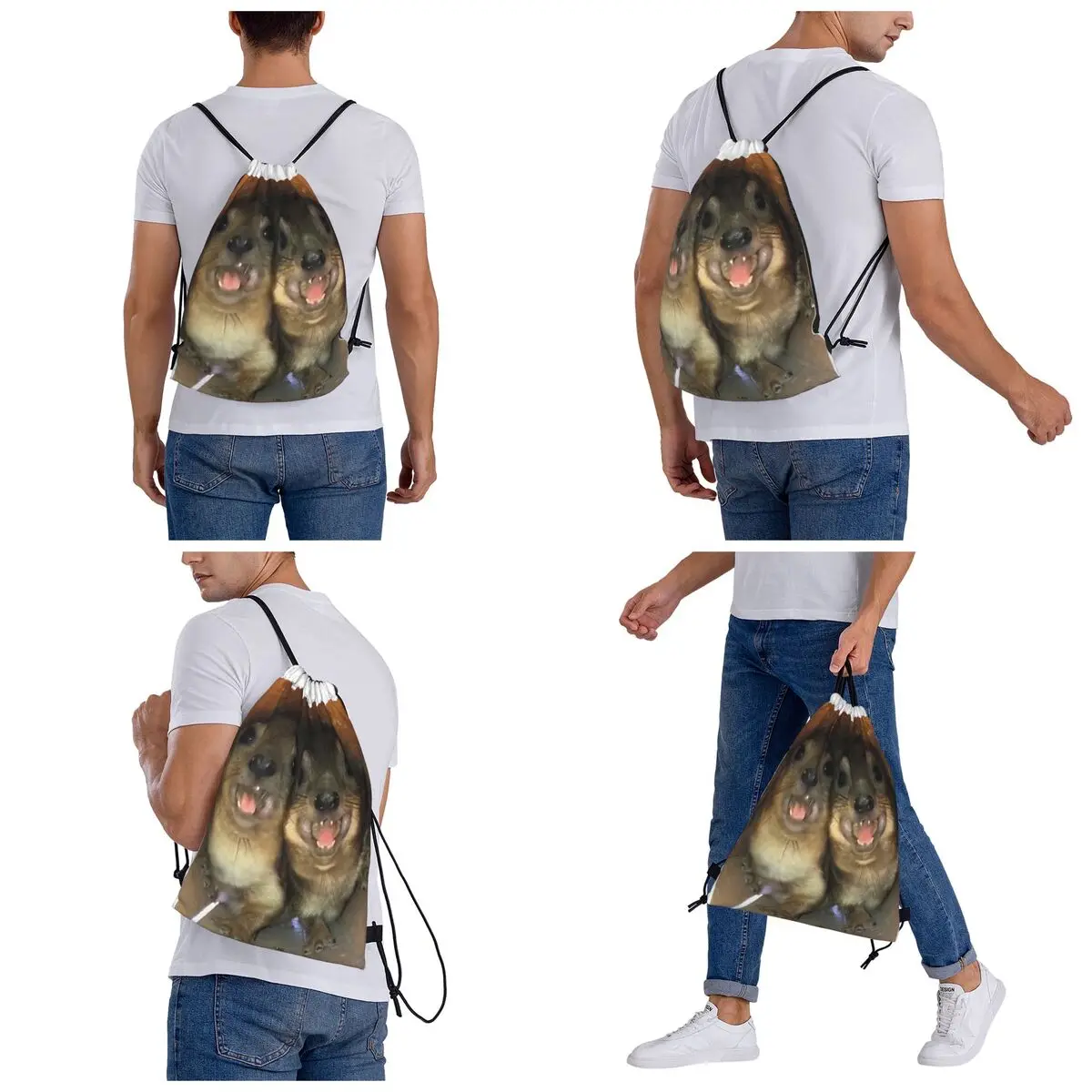 Rock Hyrax Funny Meme Backpacks Casual Drawstring Bundle Pocket Storage Bag Book Bags for Travel Students