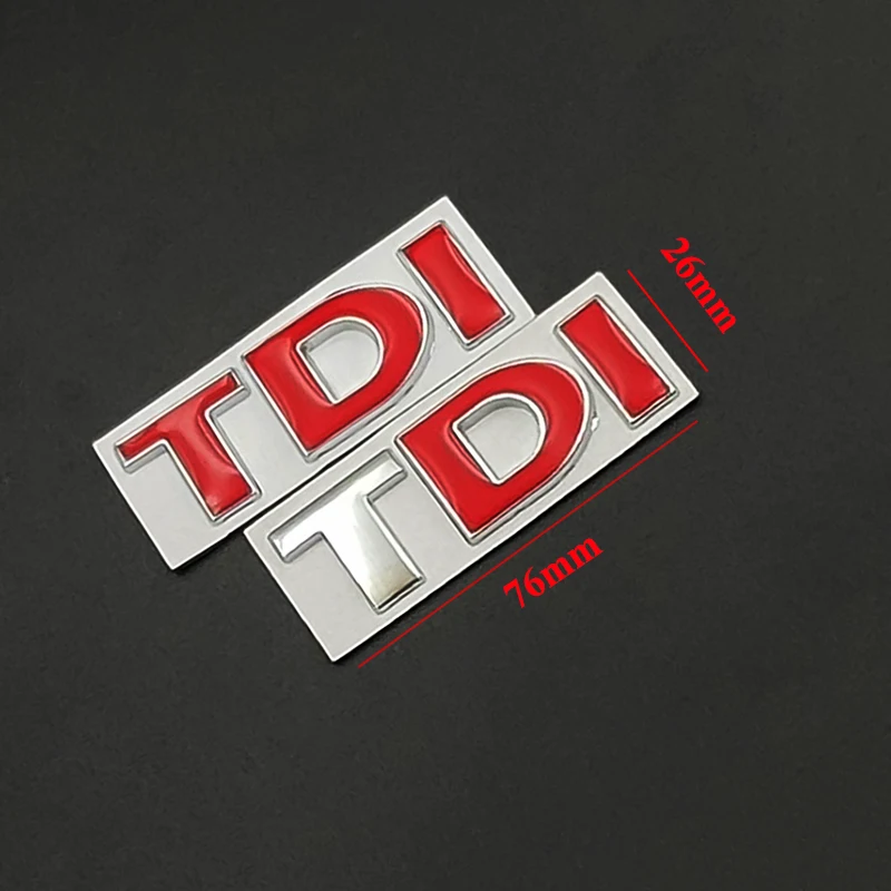 شعار TDI معدني ثلاثي الأبعاد من الكروم الأحمر ، ملصق لوحة تحمل الحروف ، شارة صندوق السيارة ، ملحقات الملصقات