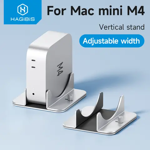 Hagibis Vertical Stand for Mac Mini M4/M5/M6 Pro Aluminum Alloy Laptop Desktop Stand Anti-Slip Adjustable Holder For New Mac