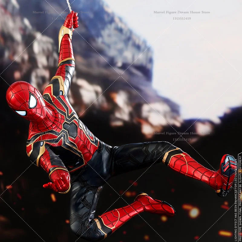 HOTTOYS MMS482 escala 1/6 Marvel Spider-Man Peter Parker Golden Spider garra de acero 12 pulgadas conjunto completo hombre figura de acción soldado