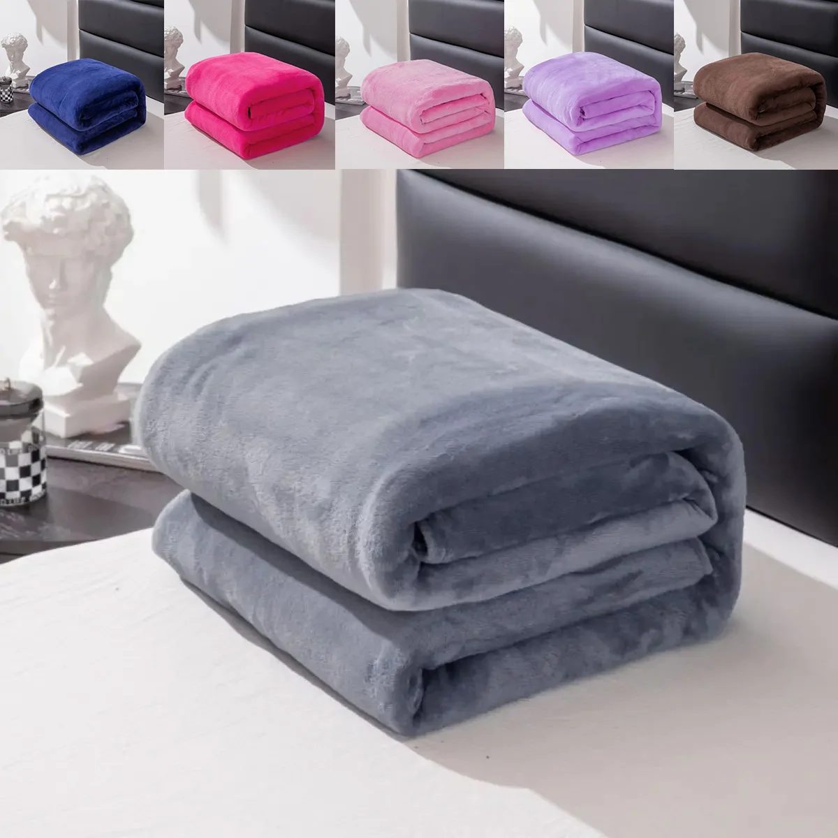 

1pc, Simple and Plain Colored Plush Blanket, Multifunctional Farley Plush Blanket Cover, Thickened and Warm/Bedding Blanket