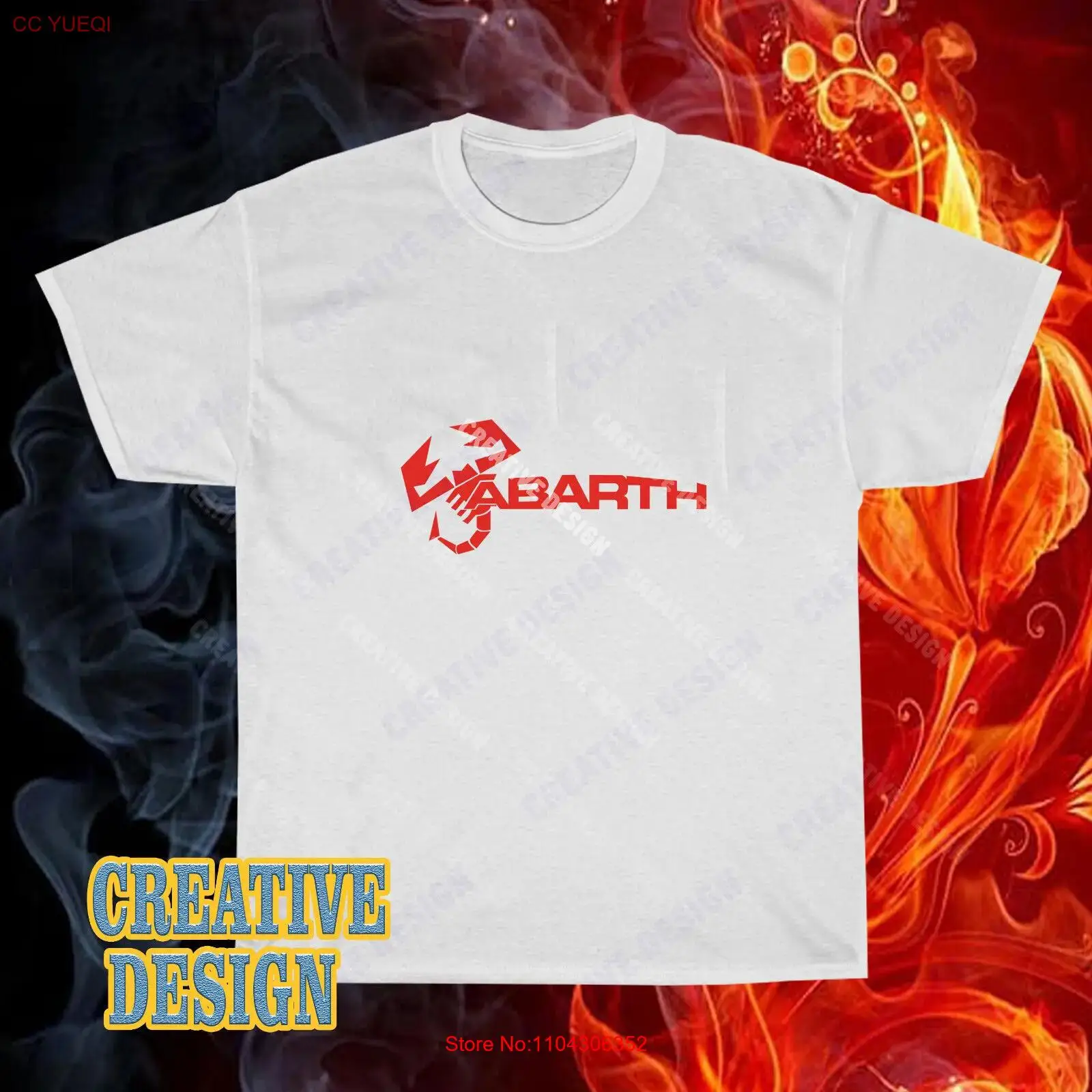 New Shirt Abarth Scorpion Logo Men's White T-Shirt USA Size S to 5XL long or short sleeves