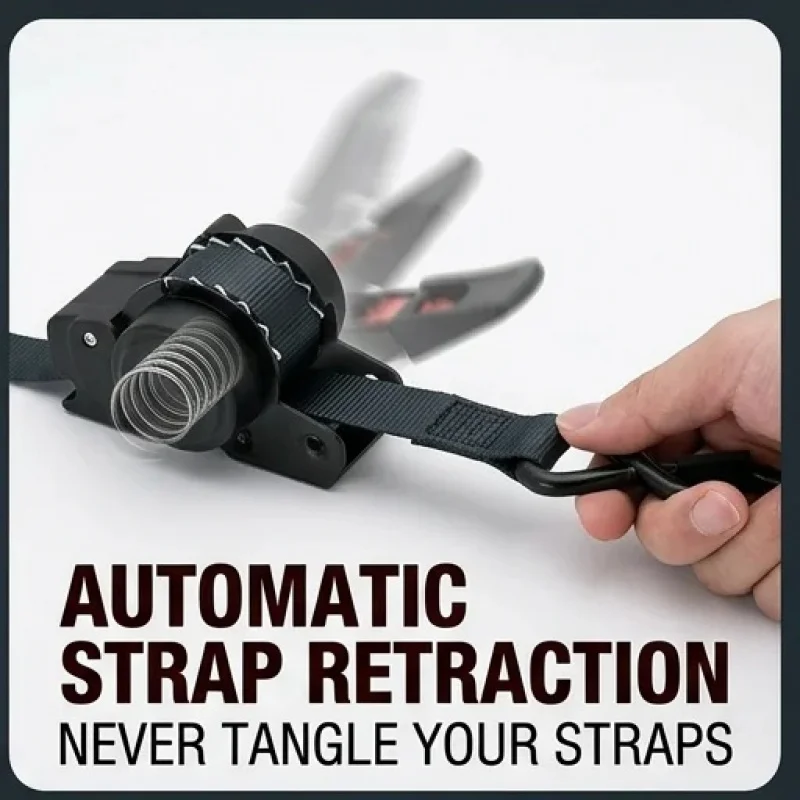 Heavy Duty Retractable Ratchet Tie Down Straps with Soft Loops for Truck Trailer Motorcycle Cargo Securing