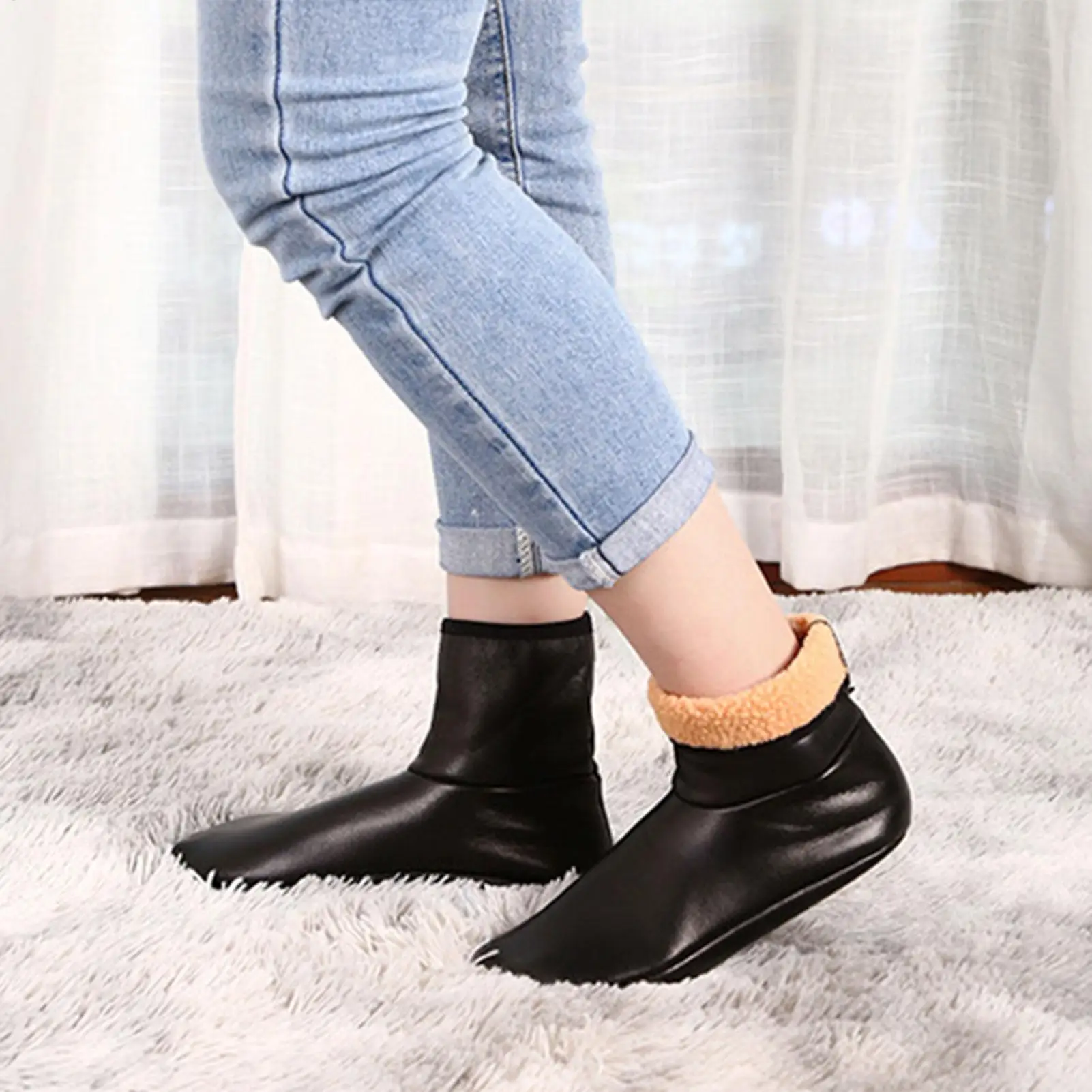 

Кожаные носки для мужчин, флисовая теплая одежда, мягкие тапочки для холодной погоды, носки для пеших прогулок, тренажерного зала, йоги, танцев, путешествий, сна, рыбалки