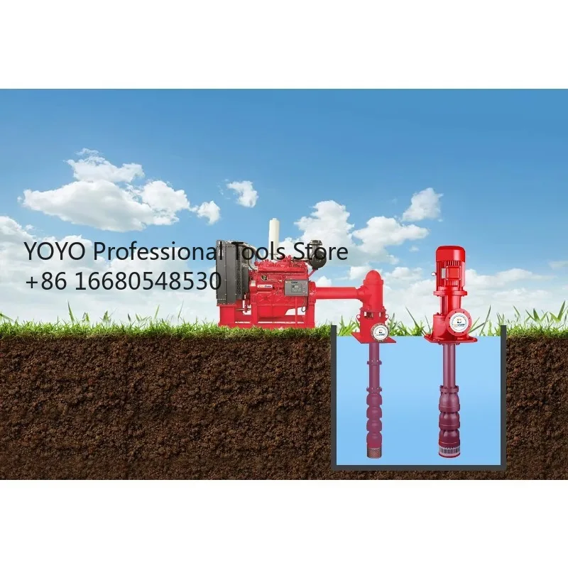 L2sVertical Deep Well Long Shaft  Engine Fire Multi Stage Water Pump