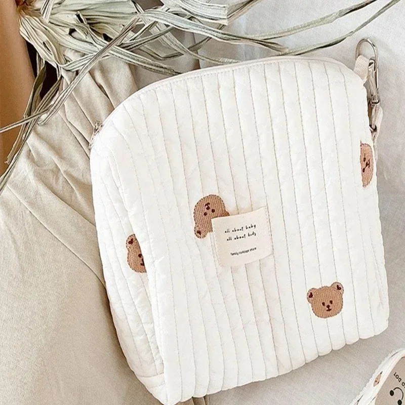 

Stylish Diaper Bag Organizing Pouches for Diaper Bag- Multi-pocket Diaper Bag Bear Mummy Bag Cotton Clutch