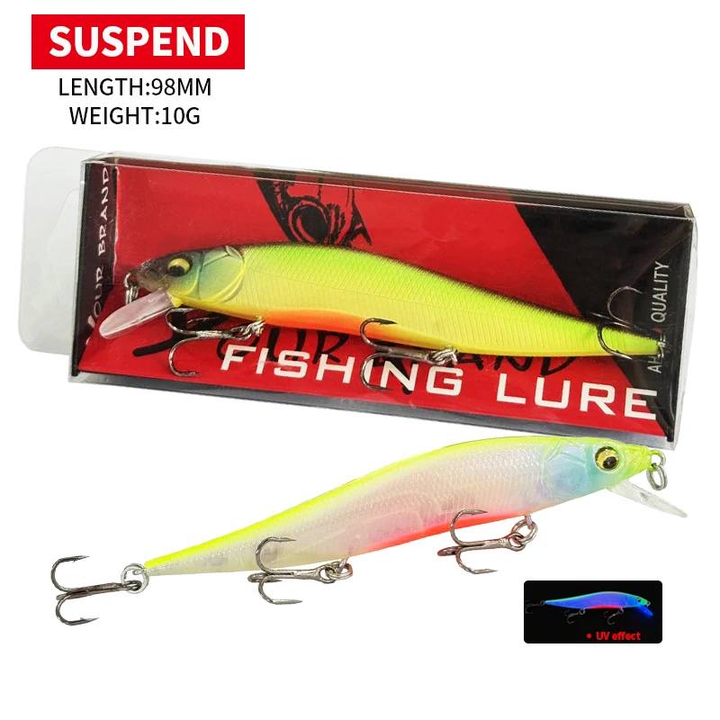 98MM 10G Suspending Minnow Jerkbait AURORA 98SP Hard Bait Long Casting Saltwater Bass Fishing Lure Pesca Equipment 9263