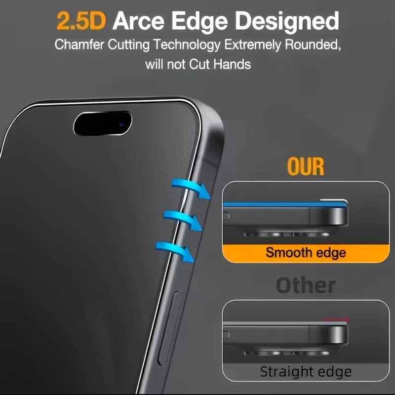 3 pieces of frosted privacy screen protective film, compatible with iPhone 17, 16, 15, 14, 13, 12 Pro Max phone tempered film view 4