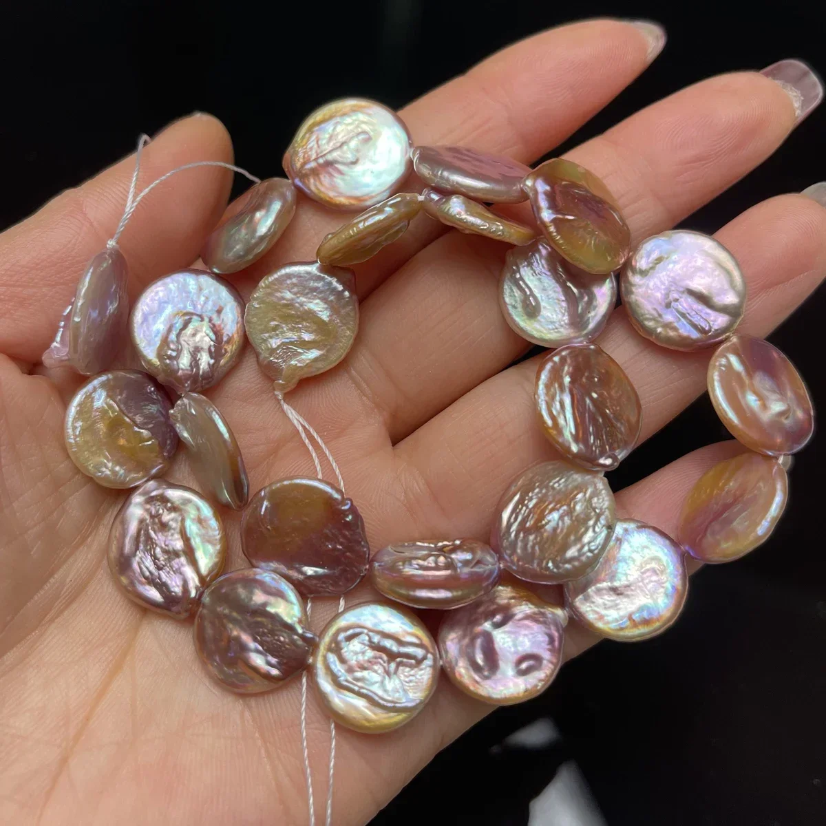 15-16mm 4A 뜨거운 판매 천연 담수 보라색 진주 바로크 라운드 완벽한 구슬 쥬얼리 DIY 목걸이 팔찌 액세서리 만들기