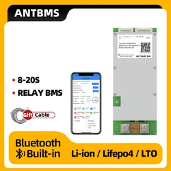 ANT BMS smart relay bms 8S to 20S For Lithium Battery With Bluetooth APP 400A relay Solution 16S 48V CAN RS485 GPS Same Port