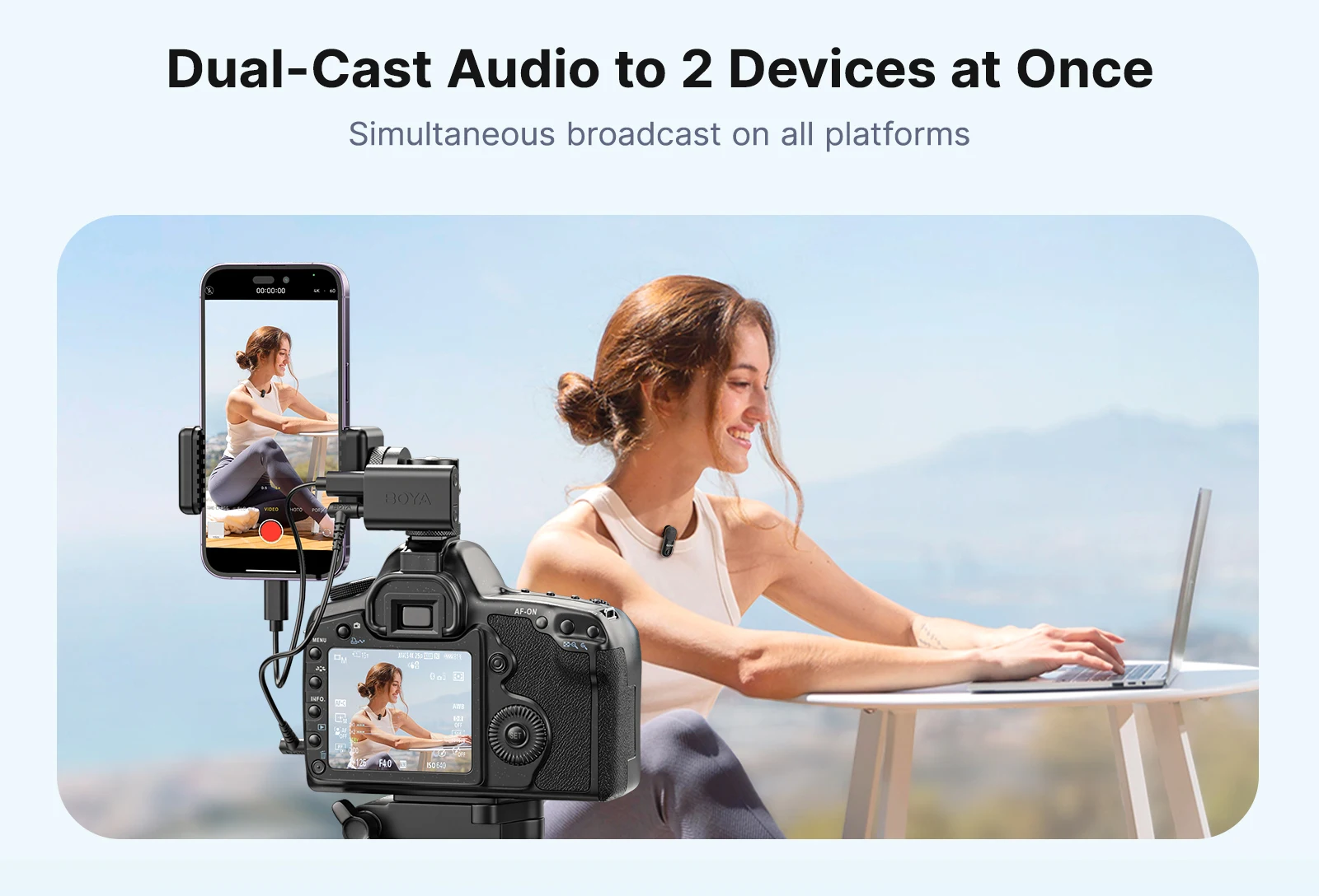 BOYA Magic Kabelloses Lavaliermikrofon 4-in-1-Mikrofon für iPhone, Android, USB-C-Telefon, Kamera für Interviews und Live-Streaming – Detail 15