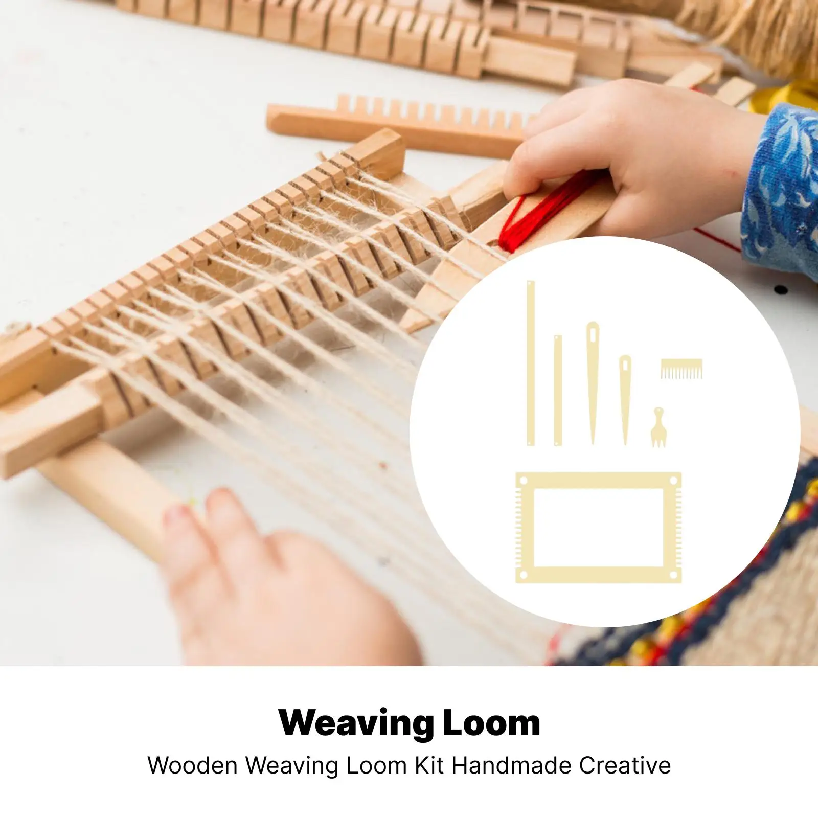 Compact Wooden Weaving Loom Kit for DIY Art Supplies Hand Knitting Tool for Tapestry Lovers and Beginners - view 3