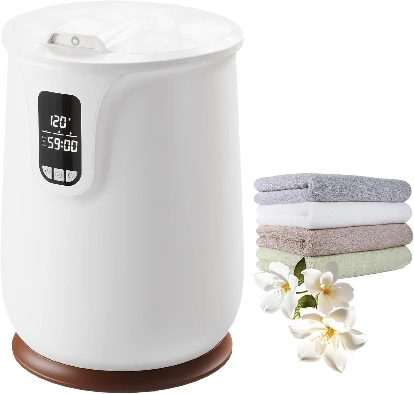 20L Portable Electric Heater Large Towel Warmer Bucket with LED Display, Heated Tower Warmer with Heating Mode 30/60/90 Min and Delay Time 0.5-24H Adjustable for Bathroom, Spa for Winter