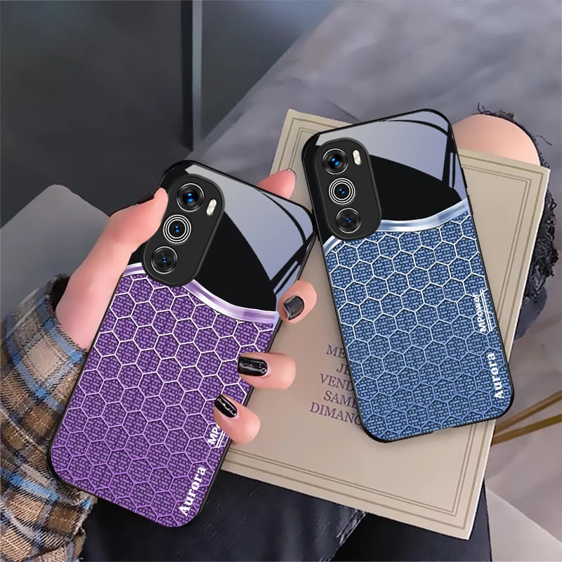 Gradient honeycomb For Motorola Moto G 14 22 G24 G34 35 45 54 55 75 84 85 Stylus Edge 30 40 Neo 50 Ultra Play glass phone case product photo