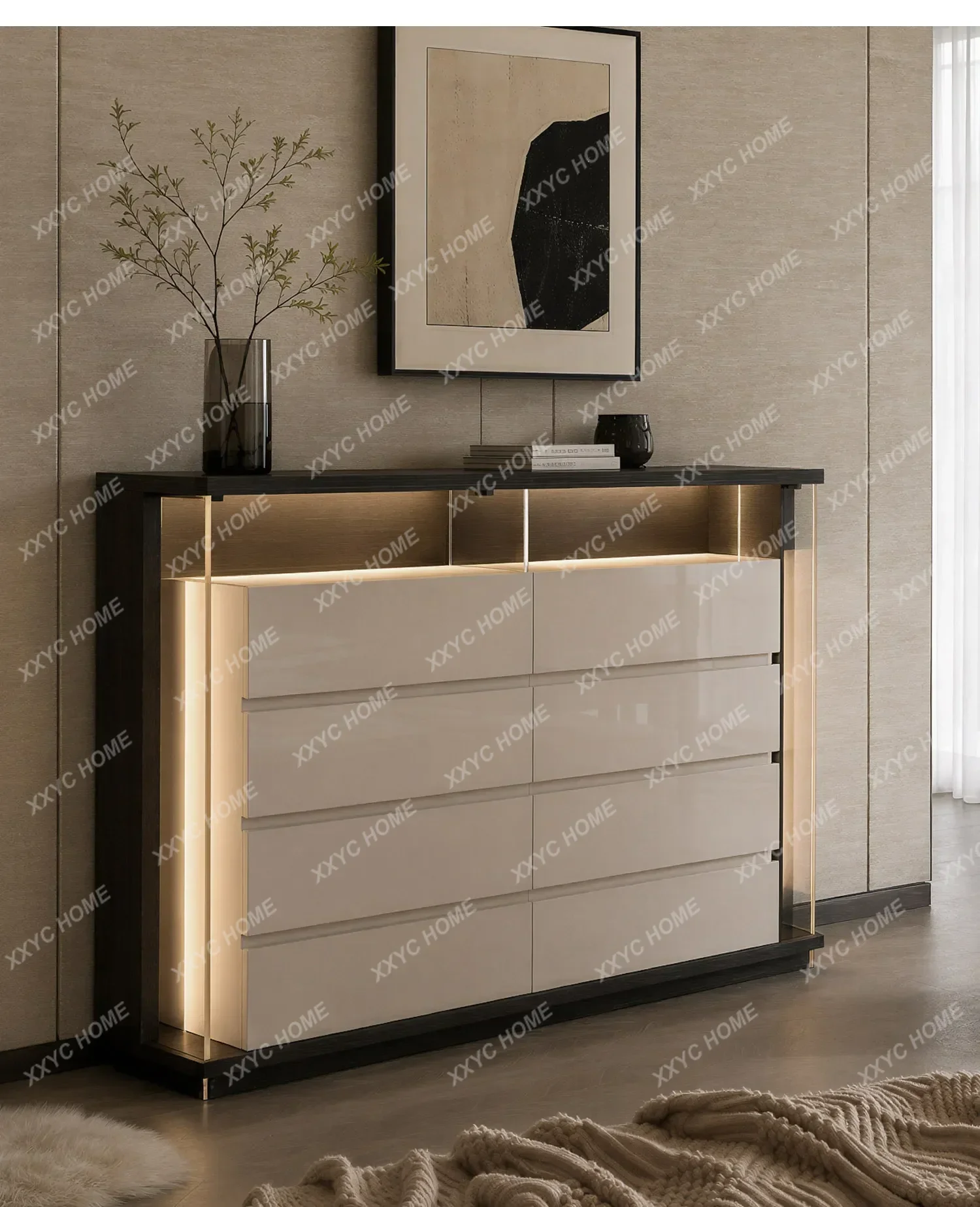 XX light luxury ultra-thin chest cabinet, high-end bedroom against the wall, bedside cabinet, storage cabinet