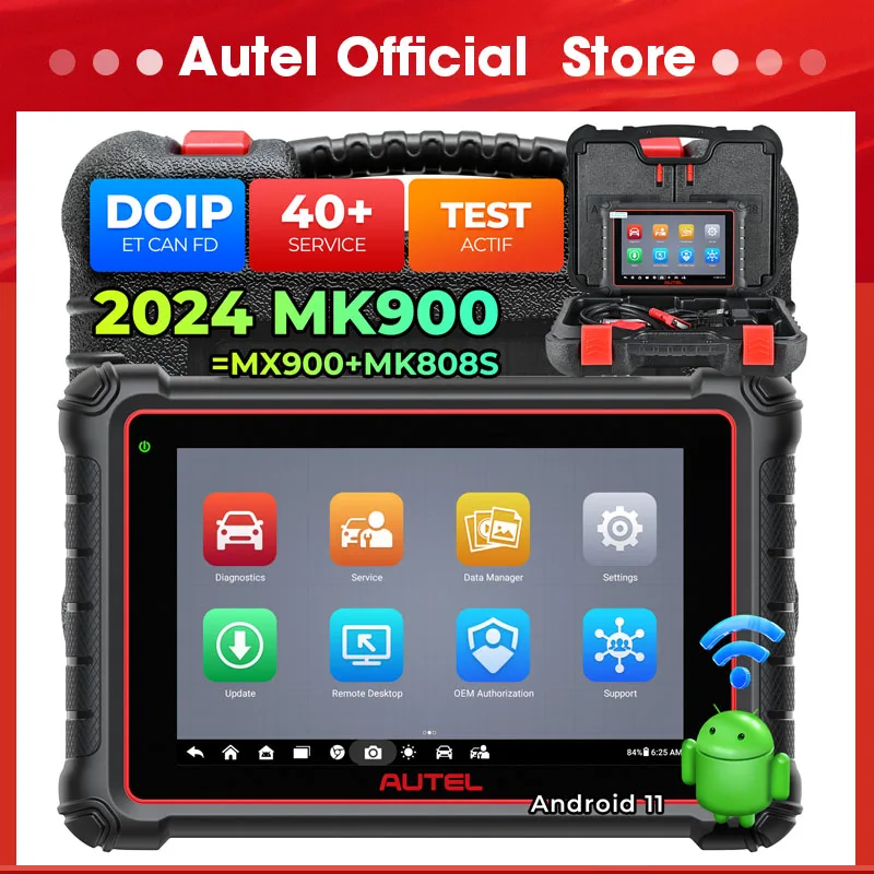 Autel MaxiCOM MK900 диагностические инструменты CAN FD DoIP 8 дюймов двунаправленный OBD2 сканер 2024 автодиагностика обновление MK808BT PRO