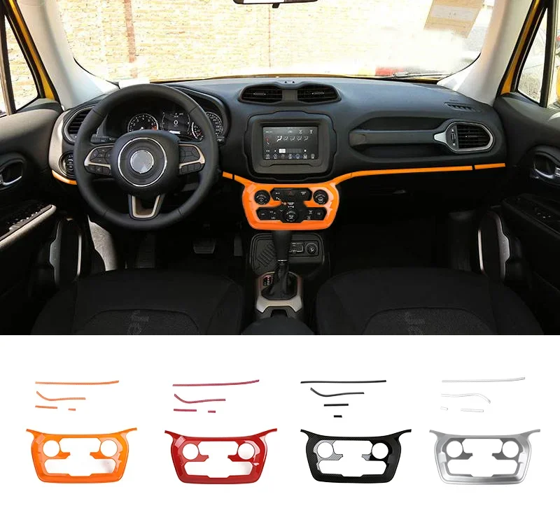 Car Interioer Dashboard Air Conditioning Panel Decoration Cover Stickers for Jeep Renegade 2018 Up Car Accessories Styling