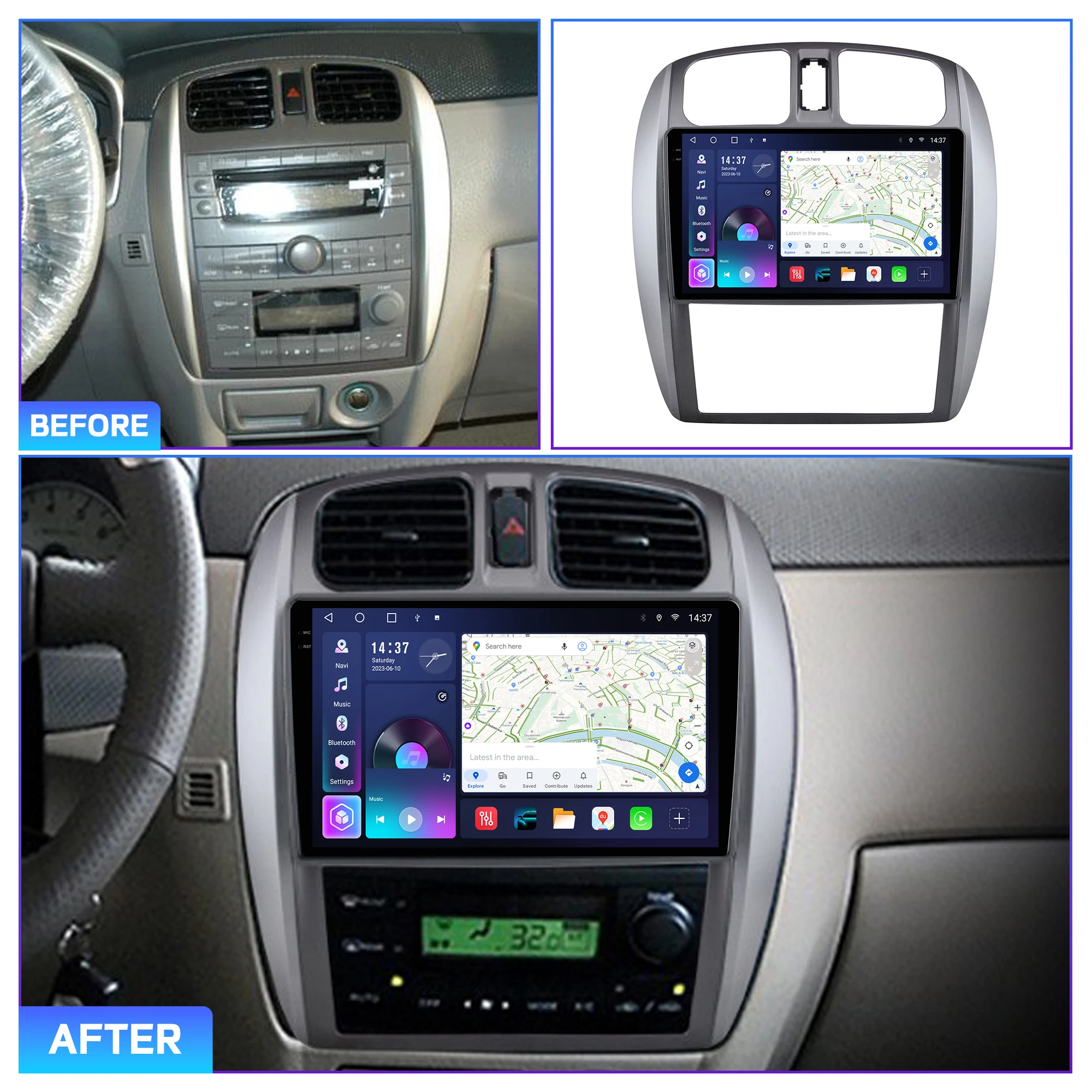 Penhui for Mazda 323 Haima Freema Ford Laser Auto AC 2002-2008 Android Car DVD Multimedia Player Screen 2 Din DSP CarPlay Radio