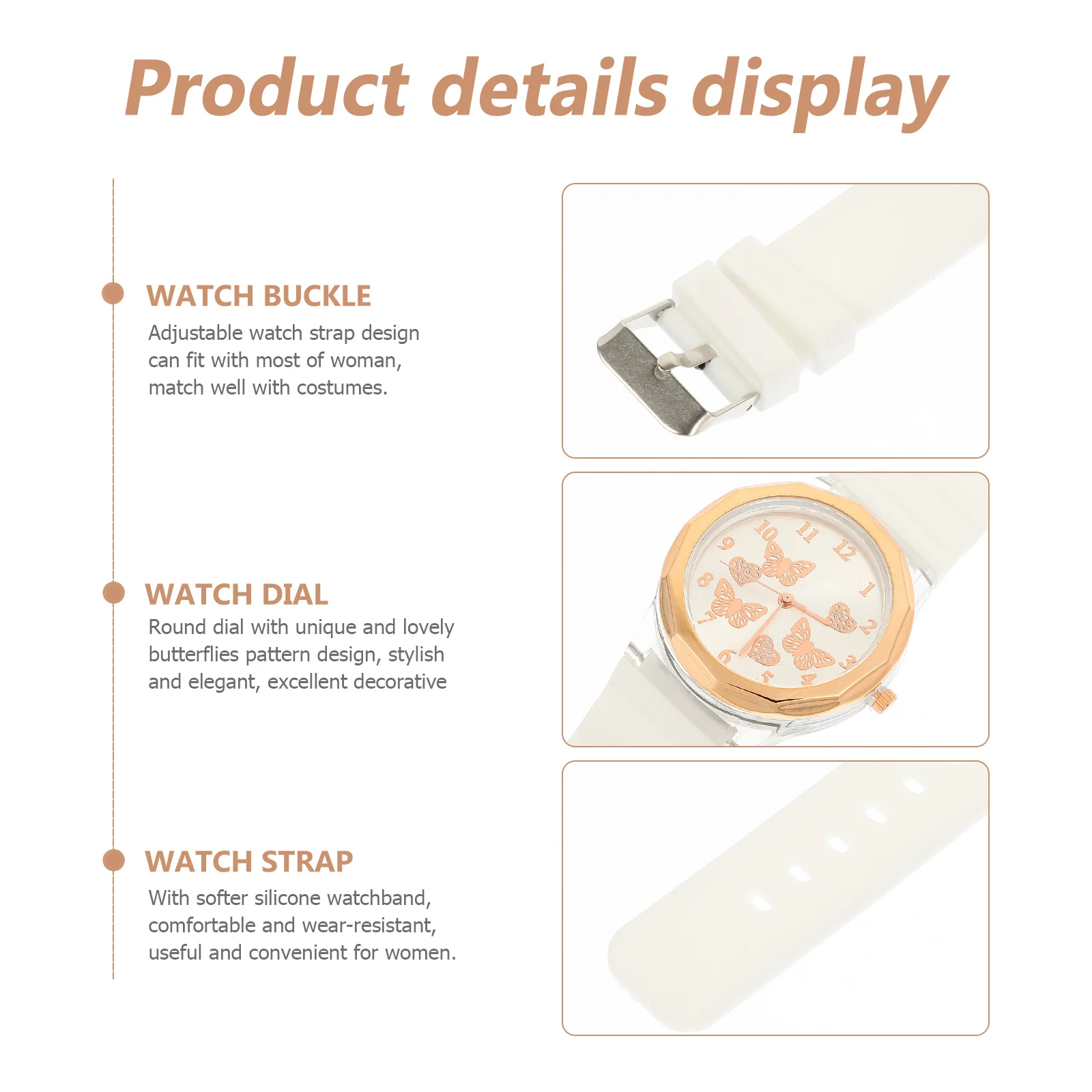 

Elegant Butterflies Women Watch Soft Silicone Band Stylish Round Dial Accurate Quartz Movement Perfect Gift for Her