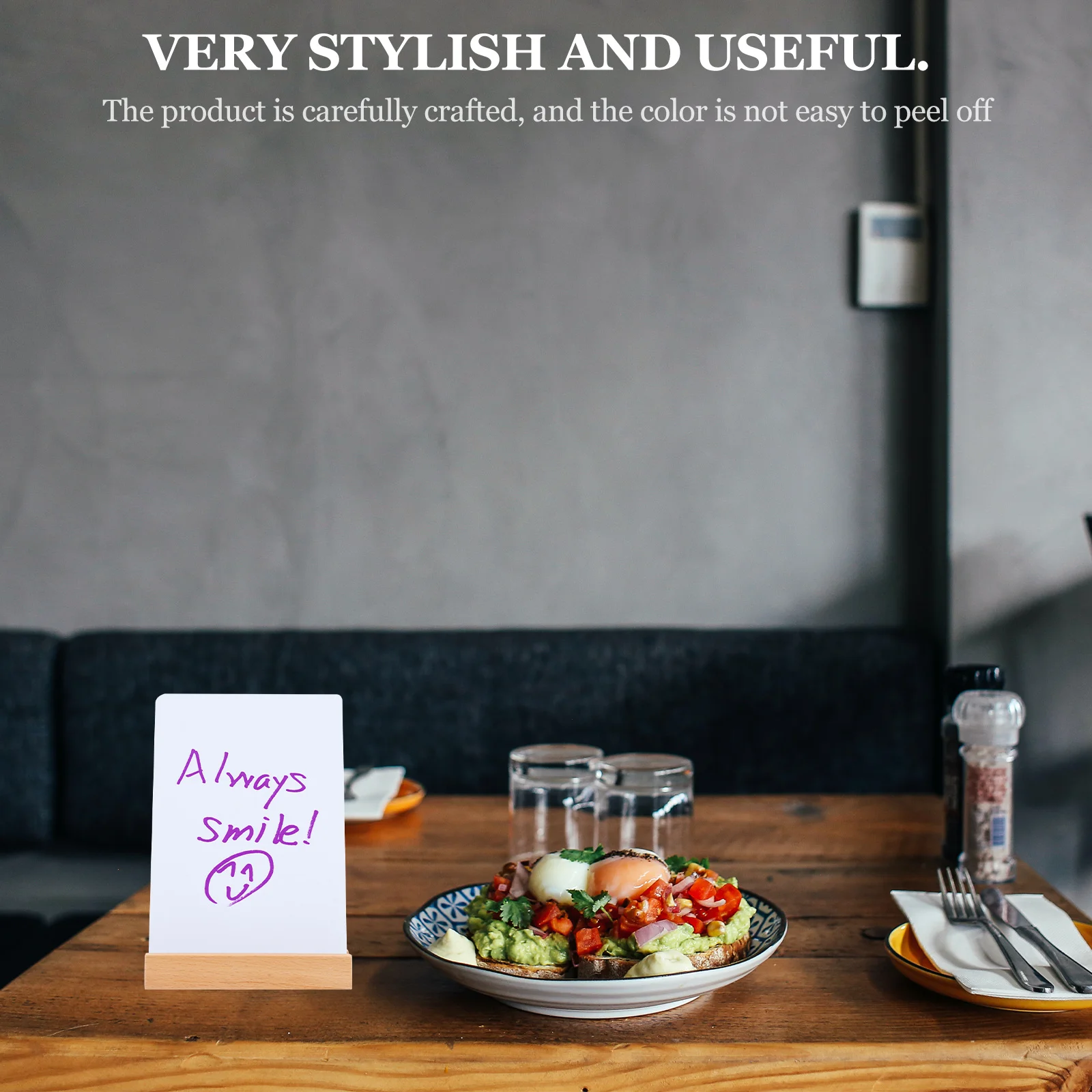 Wooden Display Dry Erase Pvc Desktop Message Bulletin Notice Memo Sign Home Office School Use Lightweight Portable Mini Small