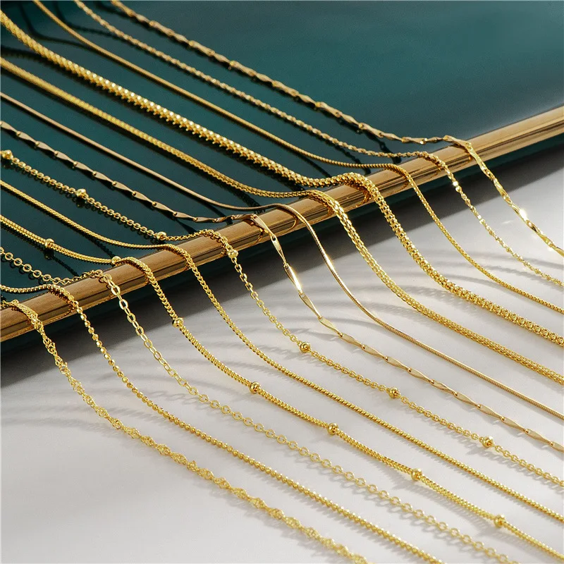 Gold Plated Genuine 925 Sterling Silver Chains DIY Necklace for Women Box Twisted Link Snake O Chain Accessories Wholesale