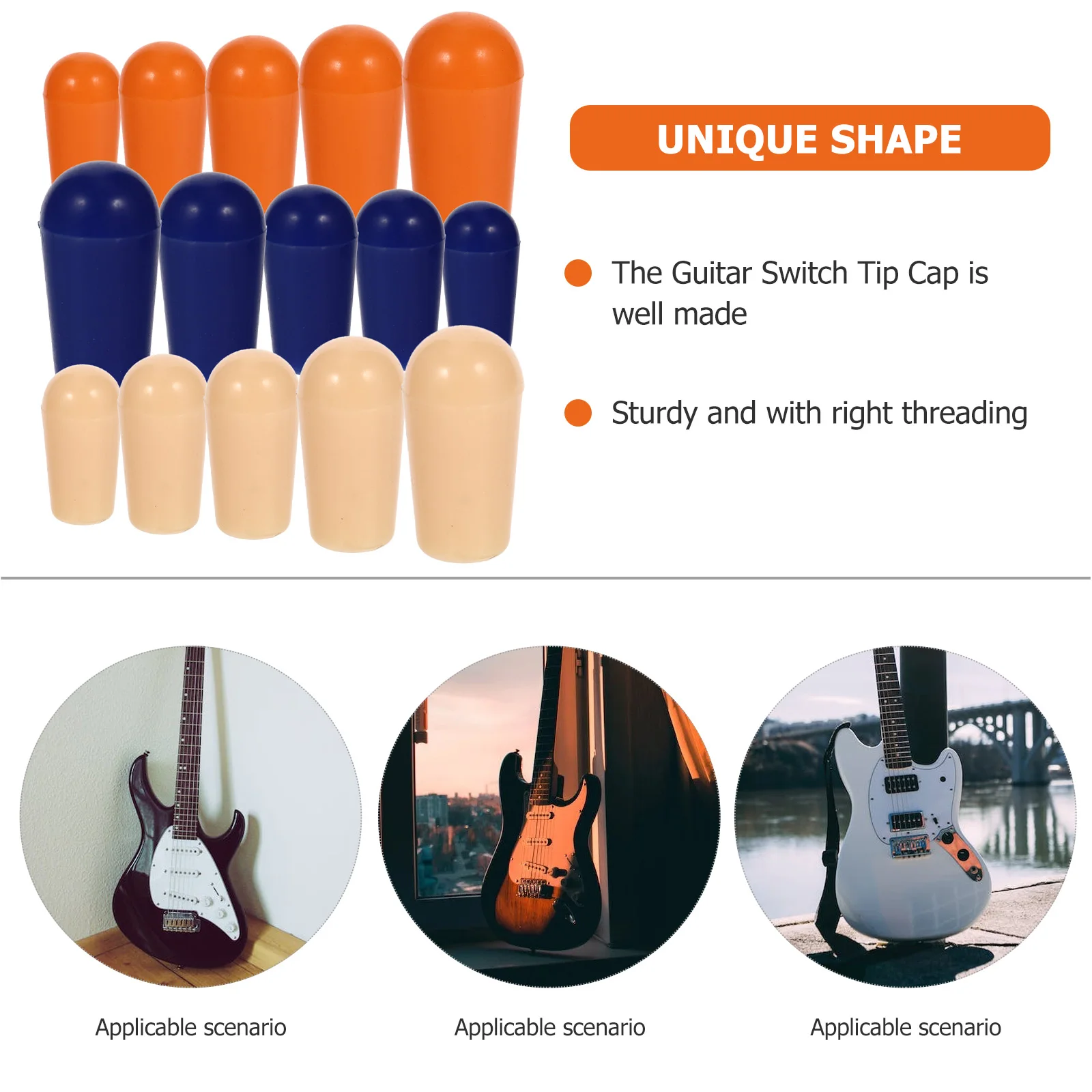 

15 Pcs Electric Guitar Switch Cap Tone Replacement Knob Pedal Toggle Tip Volume Control Knobs Caps