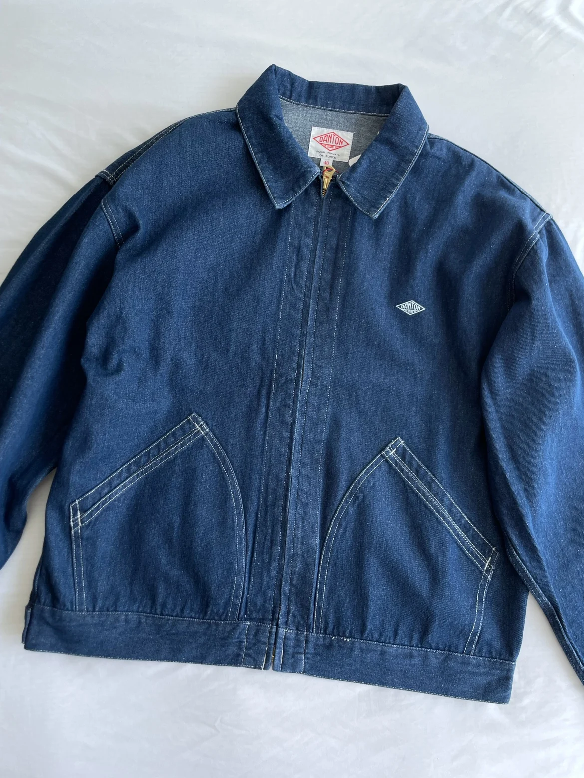 

DANTON classic vintage made old zip lapel denim jacket short coat