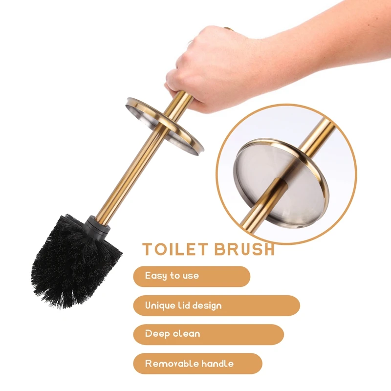 Gold Long Handle Toilet Brush Creative Bathroom Cleaning Brush Toilet Cleaning Kit Bathroom Cleaning Tool Accessories