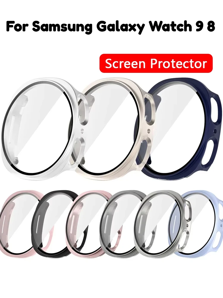 Tempered Glass+Case for Samsung Galaxy Watch 9-8 40mm 44mm Full PC Cover Bumper Screen Protector Shell+Film Watch 9 Accessories