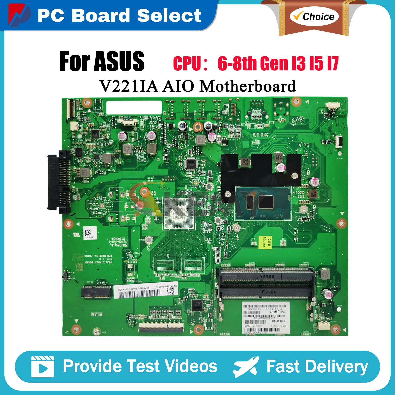 V221IA Motherboard For ASUS Vivo AiO V221IA V221IC V221I V221ID Mainboard With I3 I5 I7 CPU 100% tests OK fast shipping stk