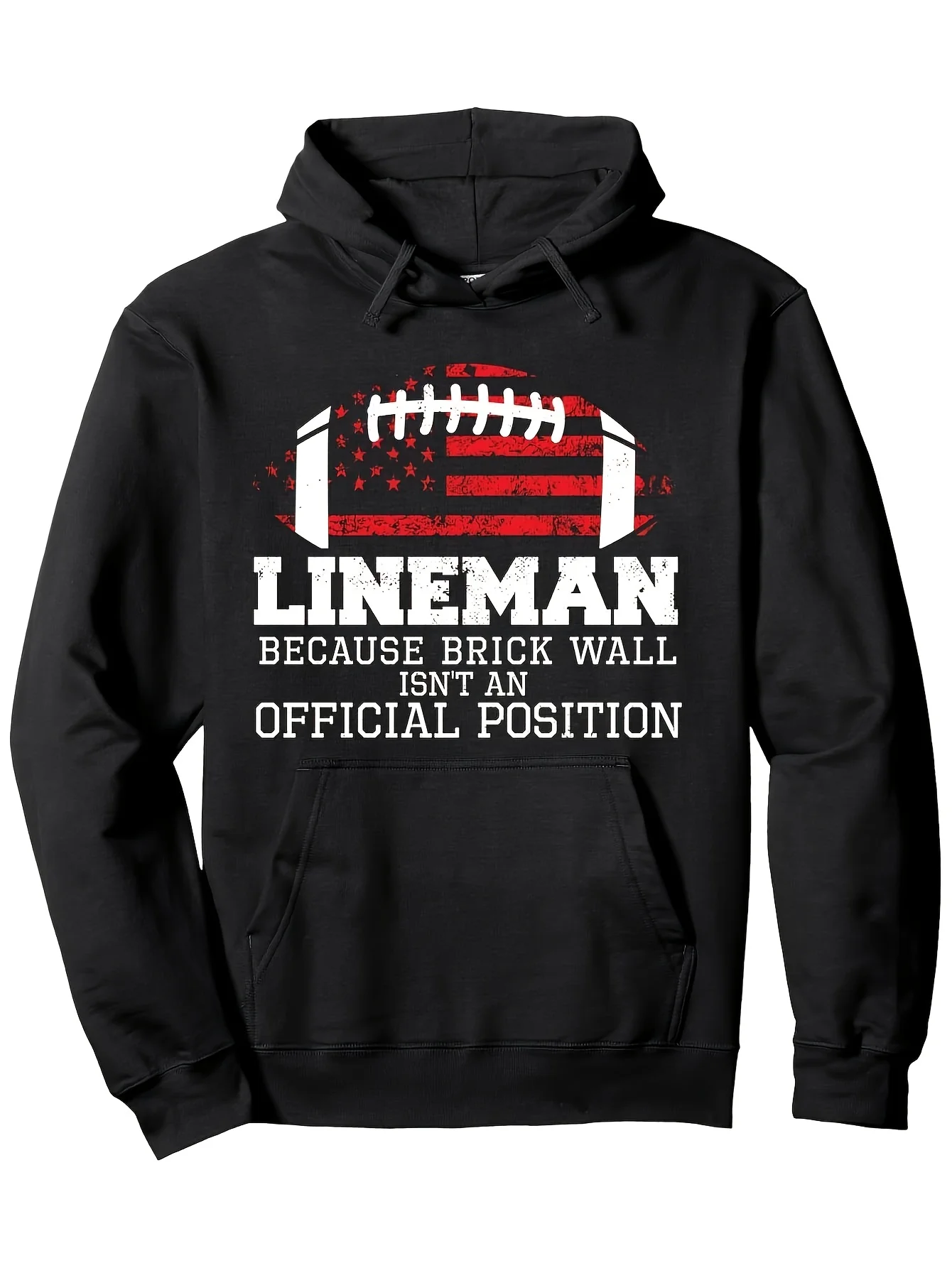 Men's American Lineman Hoodie - Brick Lineman Design, Printed with The Slogan 