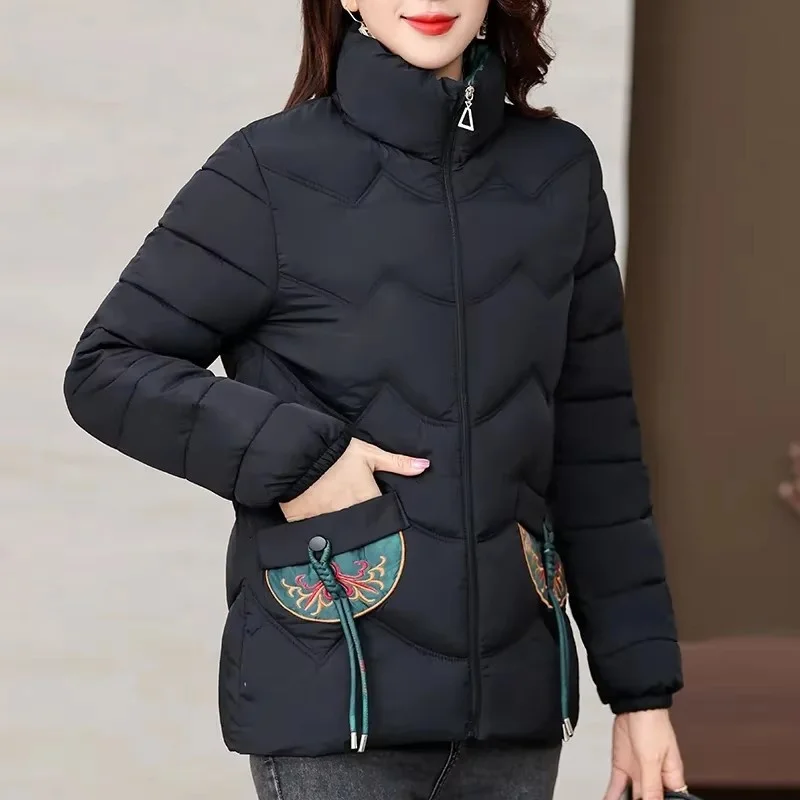 Winter New Women's Parka Coat Temperament Design Sense Ladies Outerwear Stand Collar Elegant Lady Keep Warm Down Cotton Jacket