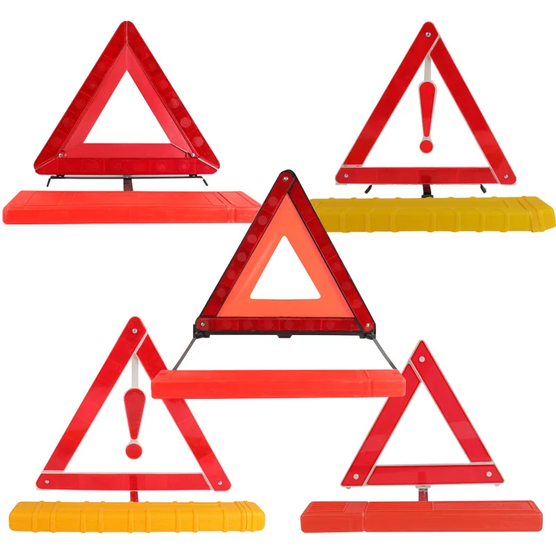 

Red Reflective Car Tripod Folded Stop Sign Emergency Breakdown Triangle Warning Tool Safety Hazard Car Accessories