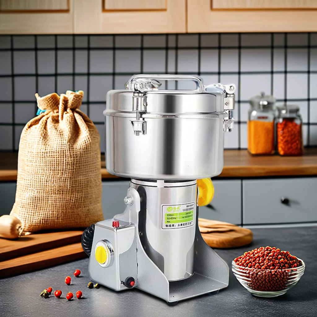 High Efficiency Masala 3200w Automatic 1000g High Speed Multifunction Coffee Wheat Flour Mill Grinder for Home