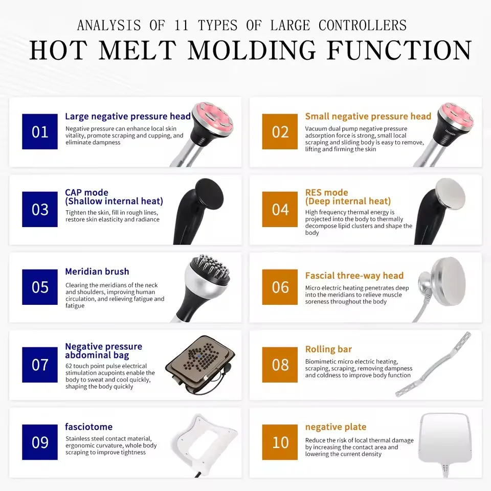 Professional 11 in 1 Tecar RF Vacuum Therapy Machine for Body Slimming Cellulite Removal Scraping Massage Beauty Equipment