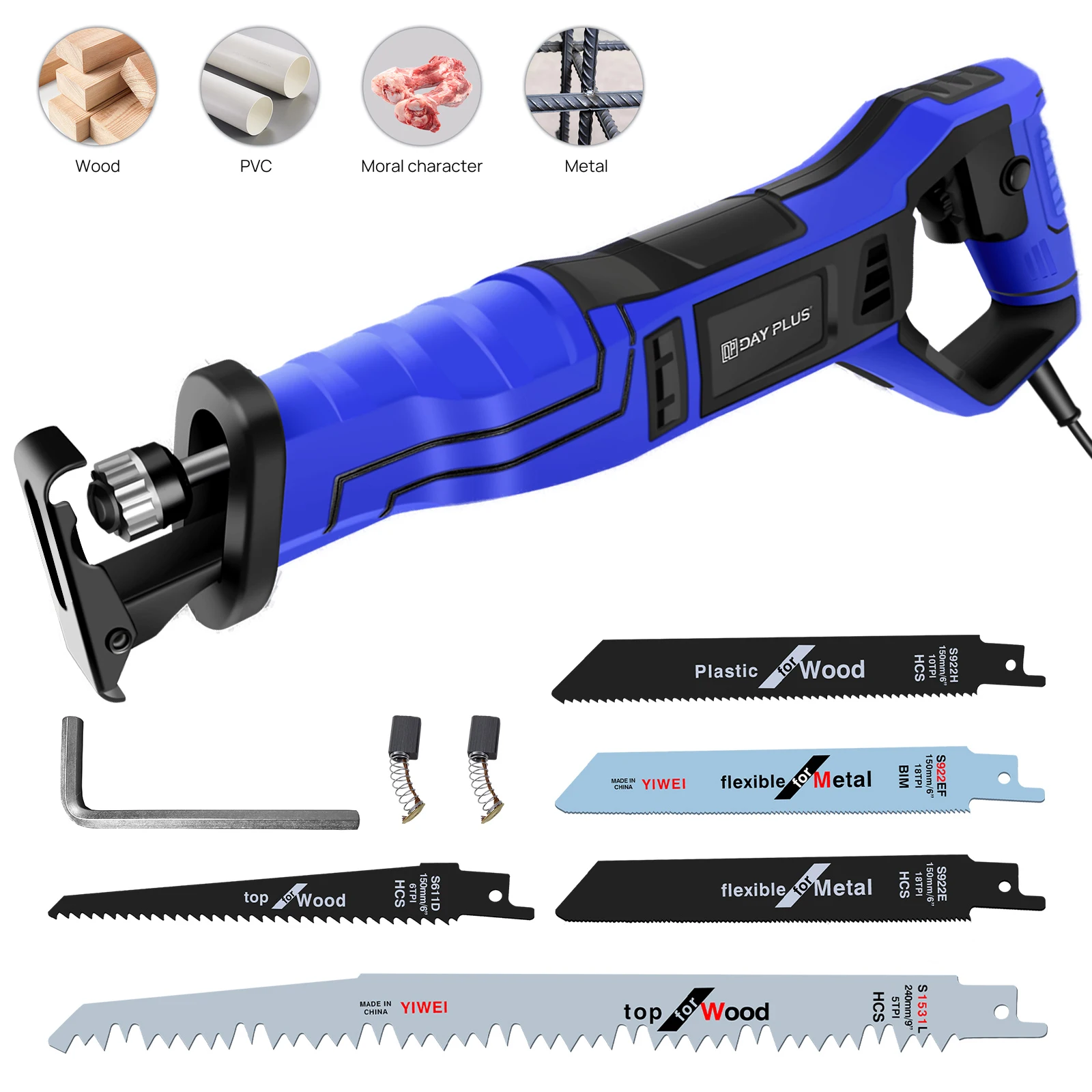 منشار كهربائي ترددي منشار قطع معدني من الخشب أداة قطع متغيرة السرعة مع أداة تغيير شفرة أقل و5 شفرات منشار