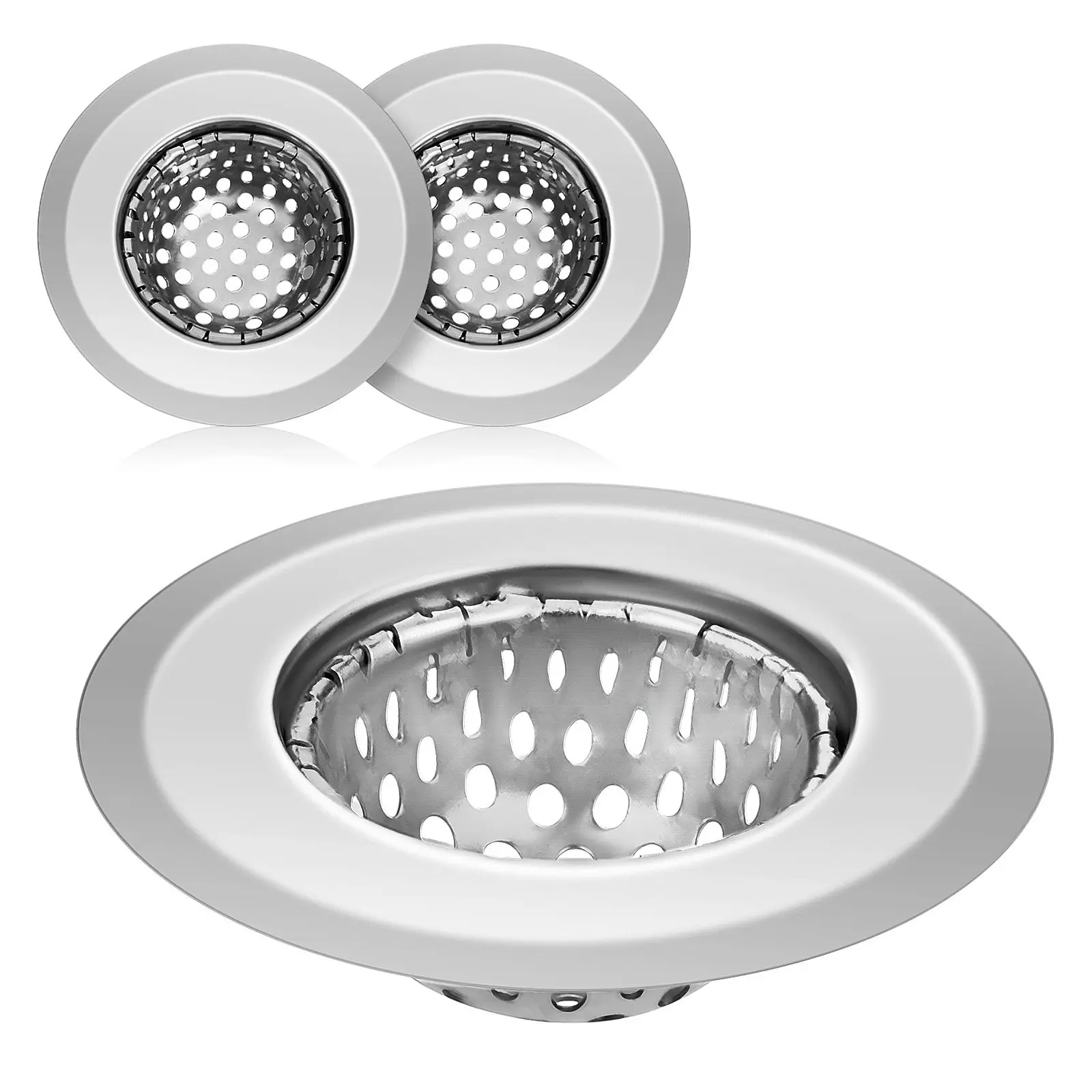 

3Pcs Stainless Steel Sink Strainers Mesh Filter Tight Fit Kitchen Bathroom Sink Drain Strainer Basket Stopper Residue Filter