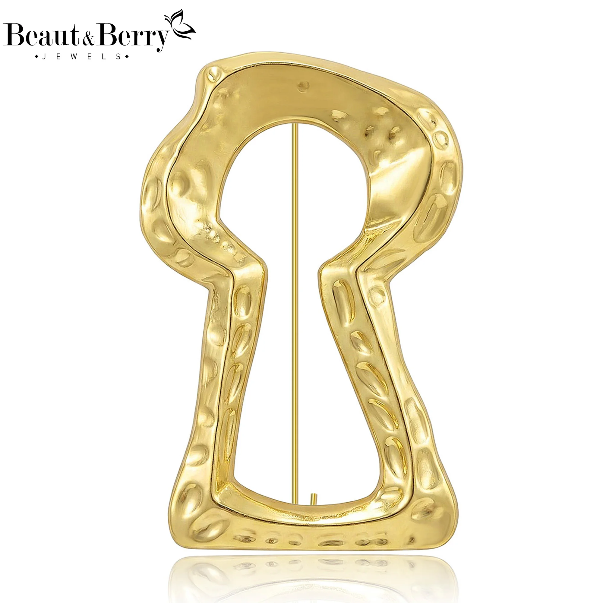 Beaut&Berry Trendy Glossy Lock Brooches for Women Unisex Creative Pins Casual Party Jewelry Accessories Gifts Decoration